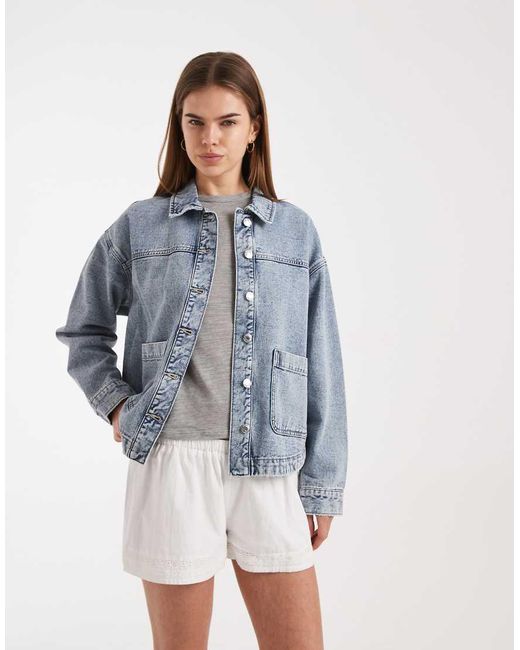 Vero Moda Blue Denim Shacket With Front Pockets