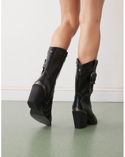 Buffalo Black West Buckle Boot