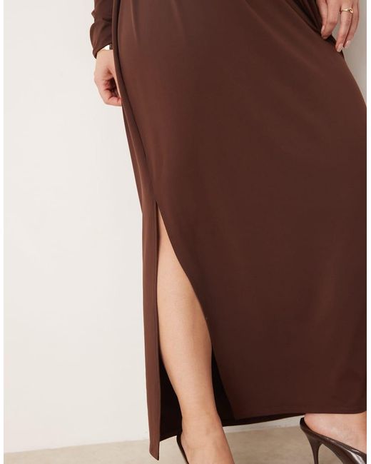 ASOS Brown Asos Design Curve Drape Maxi Dress