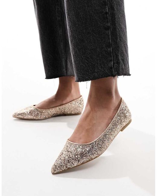 ASOS Metallic Lucky Pointed Ballet Flats