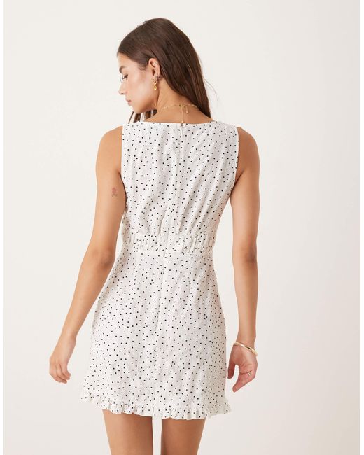 ASOS White V Neck Tie Front Mini Dress