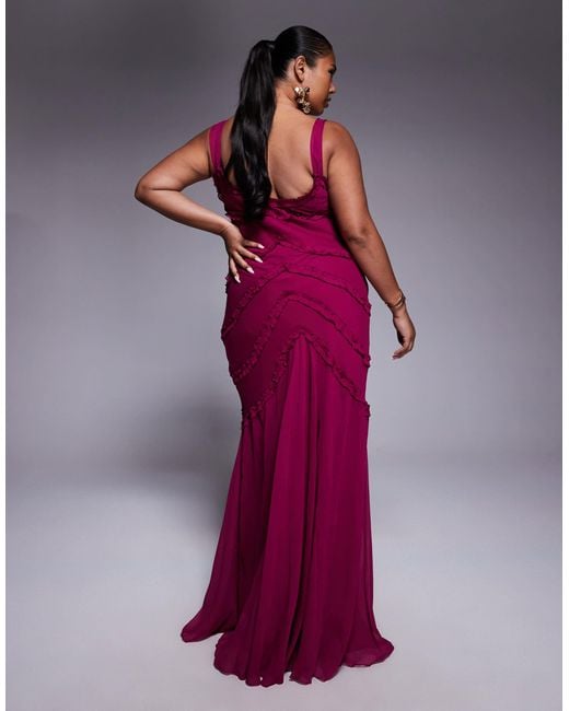 ASOS Purple Asos Design Curve Cami Ruffle Detail Maxi Dress