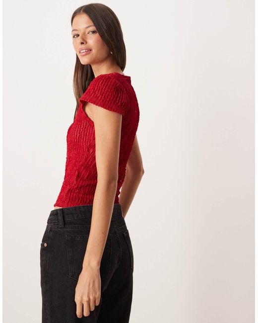 ASOS Red Textu Ruffle Baby Tee