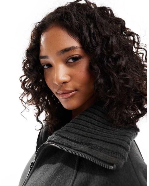 ASOS Gebreide Jas Met Lange Pasvorm En Kraag in het Black