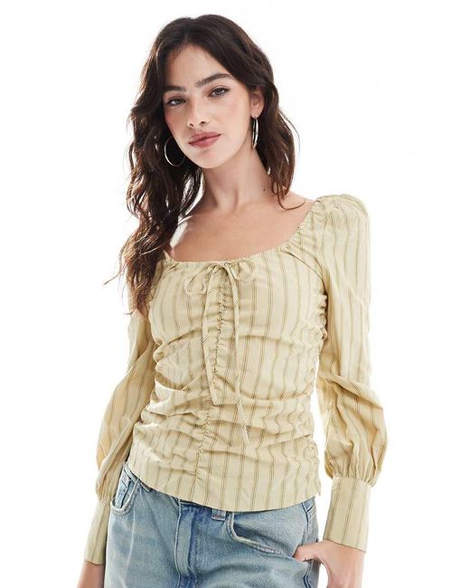 Glamorous Natural Gathered-Front Top