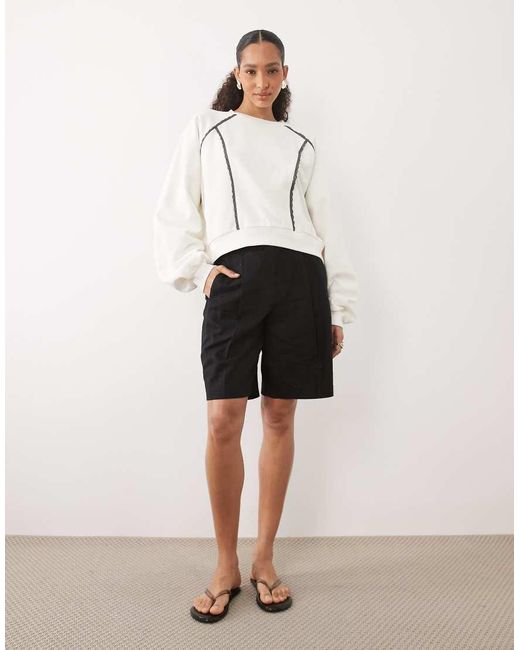 ASOS White Lace Trim Sweatshirt