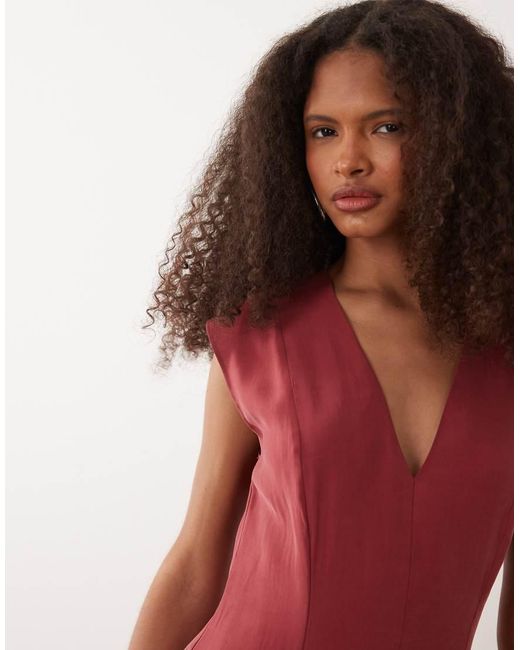 Mango Shirred Waist Midi Dress