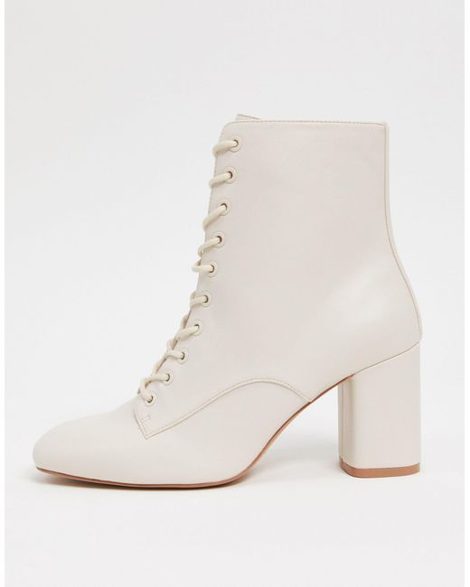 Stradivarius White Lace Up Ankle Boots