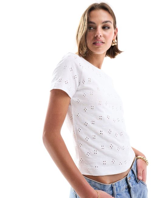 ASOS White Broderie Baby Tee