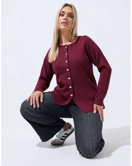 Yours Clothing Red Long Sleeve Knitted Top
