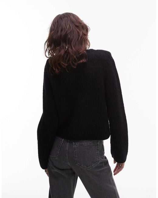 & Other Stories Black Alpaca-wool Blend Cardigan Jacket With Jet Pockets