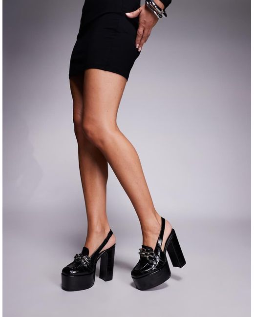 ASOS Black Polly Platform High Heel Loafers