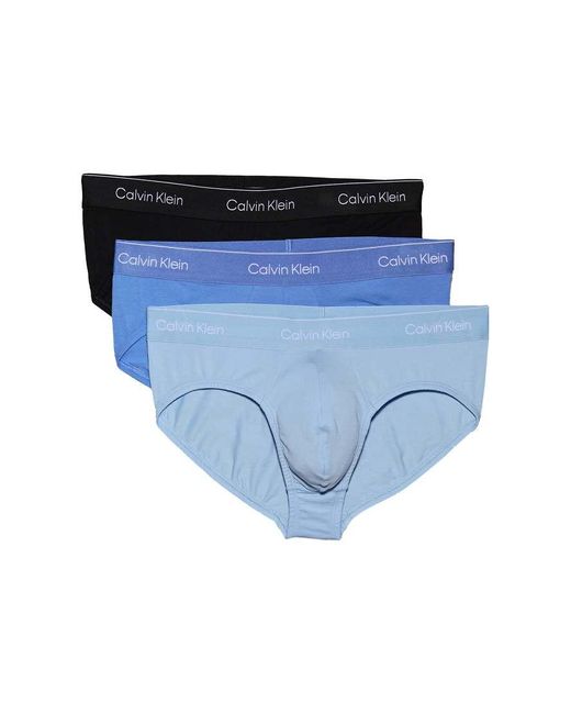 Pack De 3 Calzoncillos Slip De Color Negro Y Azul Icon Cotton Stretch De Calvin Klein de hombre de color Blue