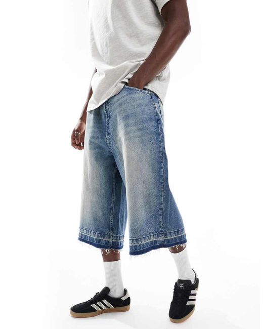 Pull&Bear Super Baggy Jort in het Blue voor heren