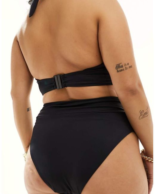 ASOS Black Asos Design Curve Maya Mix And Match Deep Band High Waist Bikini Bottom