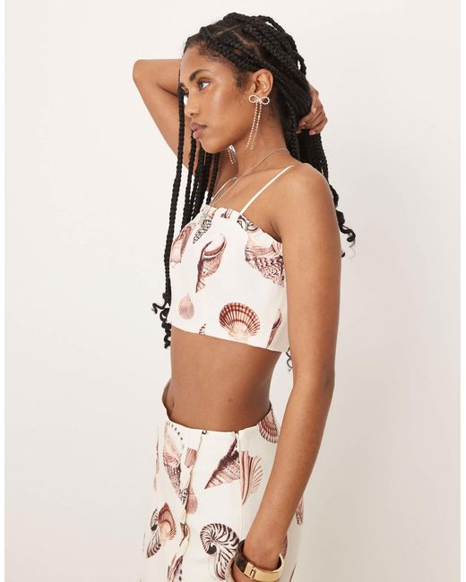 Forever New Natural Seashell Print Bandeau Top Co-ord