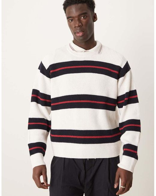 Abercrombie & Fitch Natural Contrast Stripe Crew Neck Jumper for men