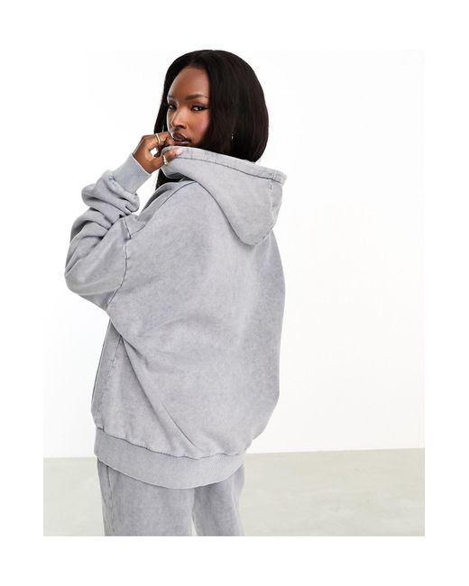 ASOS Gray Co-ord Oversized Hoodie With Bleach Logo