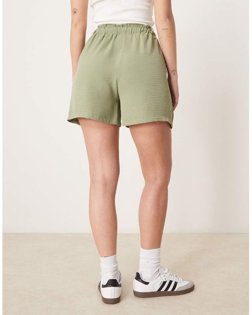 Vila Natural Loose Fit Tie Waist Shorts