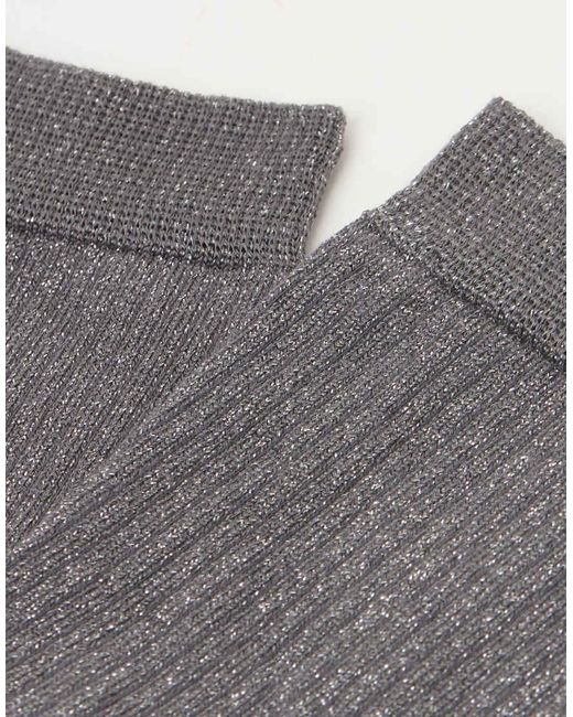 Calzedonia Gray Glitter Ribbed Socks