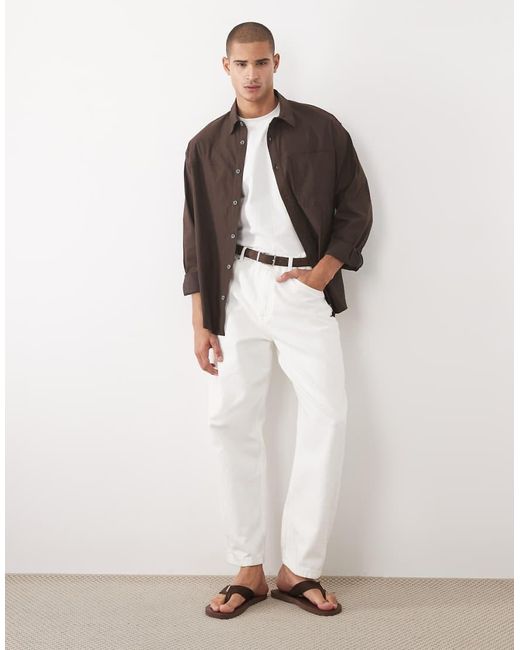 ASOS Brown Oversized Shirt With Workwear Pockets for men