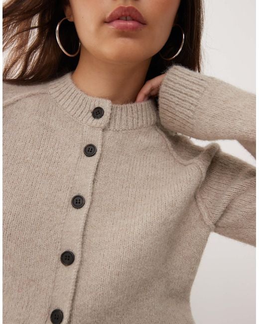 Weekday Natural Wool Blend Fitted Cardigan