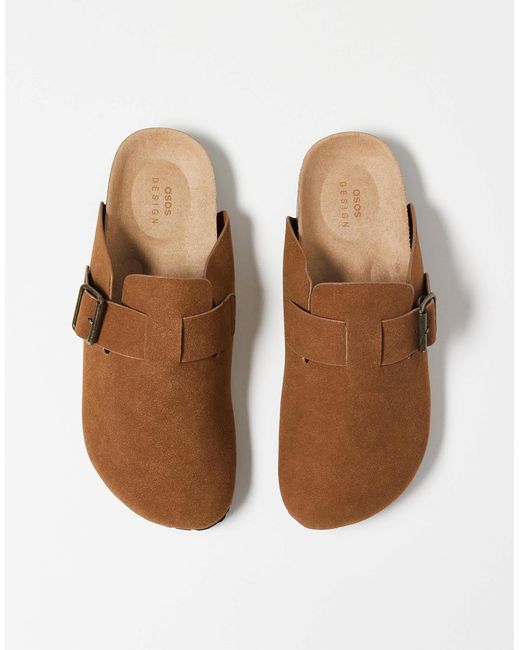 Sandales à enfiler style sabots avec semelle en liège - fauve ASOS pour homme en coloris Black