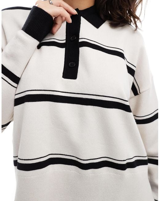 ASOS White Knit Structured Rugby Top
