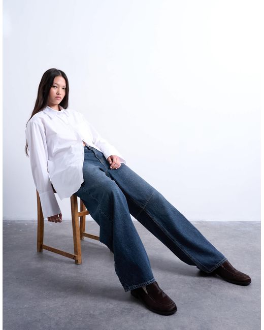 TOPSHOP White Cinched Oversized Poplin Shirt