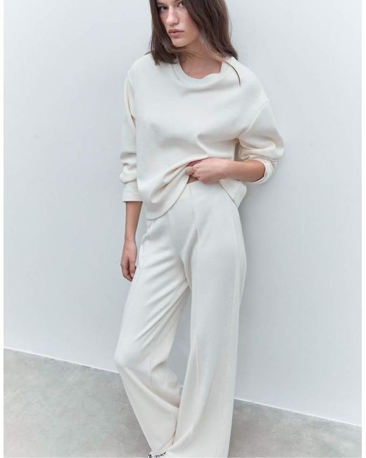 Stradivarius Gray Knit Trousers With Seam Detail