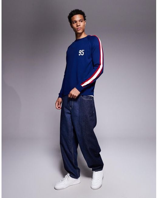 ASOS – relaxed-fit-strickpullover in Blue für Herren