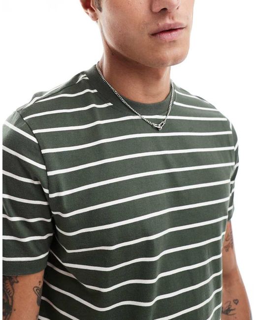 T-Shirt Verde E Bianca A Righe di New Look in Green da Uomo