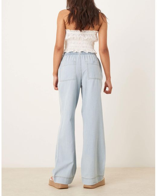 Jean ample avec liens noués à la taille - clair délavé Jdy en coloris Blue
