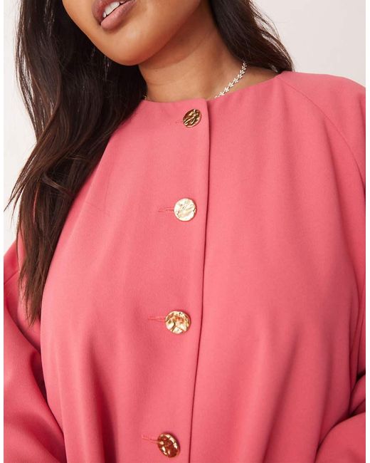 ASOS Curve Tailored Bubble Hem Jacket With Button Detail