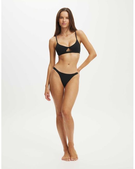 Cotton On Black Branded Cotton Knot Front Bralette