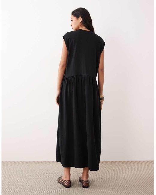 ASOS Black Midi Smock Dress