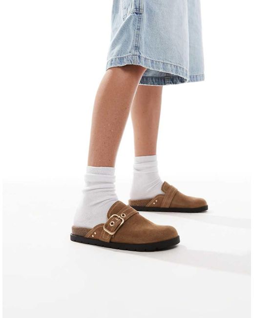 Stradivarius Blue Flat Shoe With Buckle