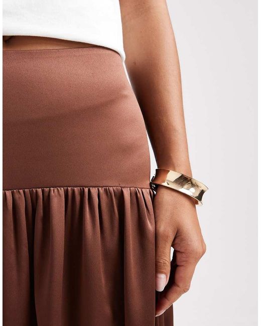 Gonna Lunga Con Vita Scesa di ASOS in Brown