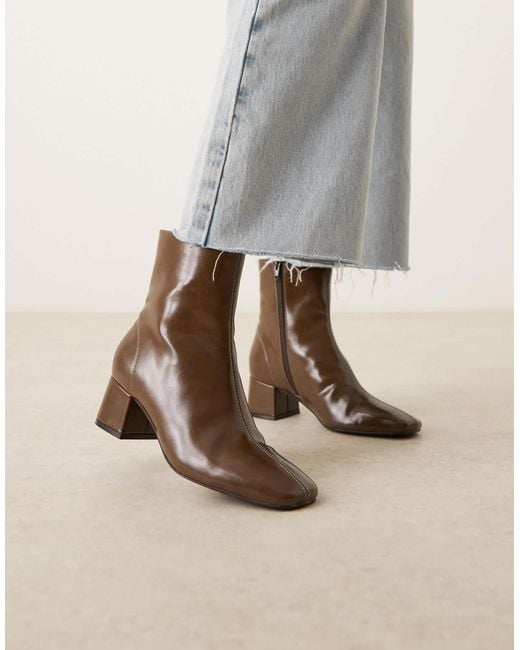 ASOS Natural Relay Smart Heeled Ankle Boots