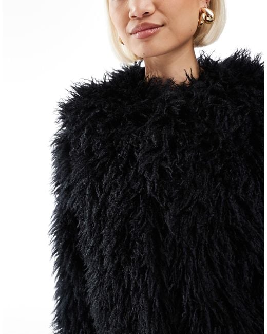 Threadbare Black – jacke aus lammfellimitat