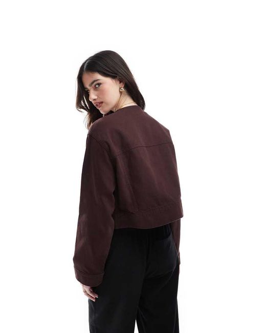 Chaqueta Marrón Sin Solapas De Sarga De -Sin Color ASOS de color Purple