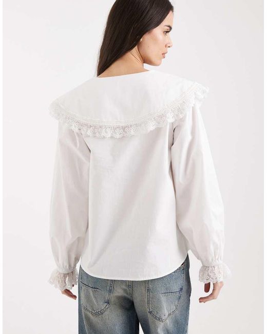 Miss Selfridge White Lace Collar Blouse