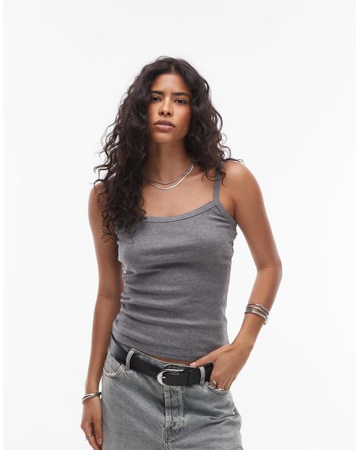 TOPSHOP White Tank Top With Scallop Trim