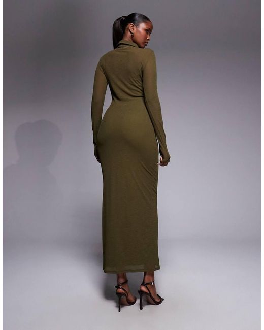 ASOS Green Long Sleeve Double Layer Maxi Dress