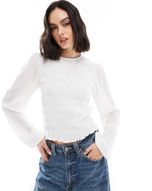 Stradivarius Gesmokte Blouse in het White