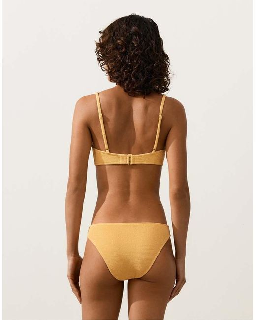 Oysho Brown Crinkle Classic Bikini Briefs