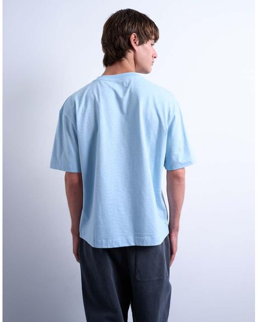 Topman Blue Cropped Fit T-Shirt for men