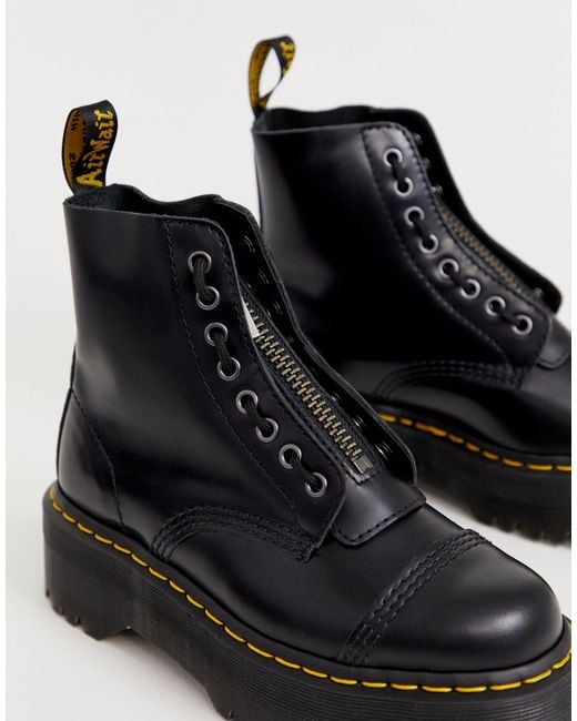 Botas con plataforma plana gruesa en cuero con cremallera sinclair Dr.  Martens de color Negro | Lyst