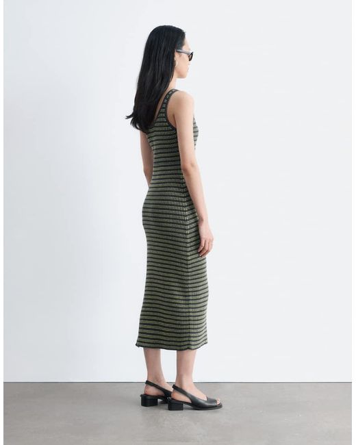 & Other Stories Gray Ribbed Striped Knit Maxi Dress