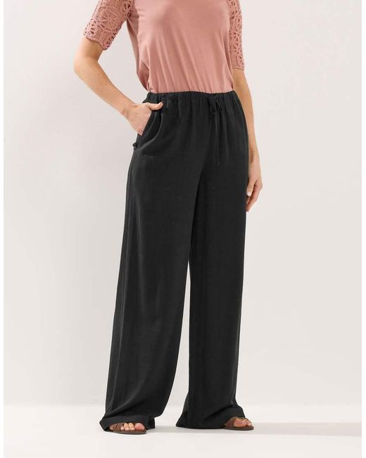 Long Tall Sally Black Wide Leg Linen Trousers